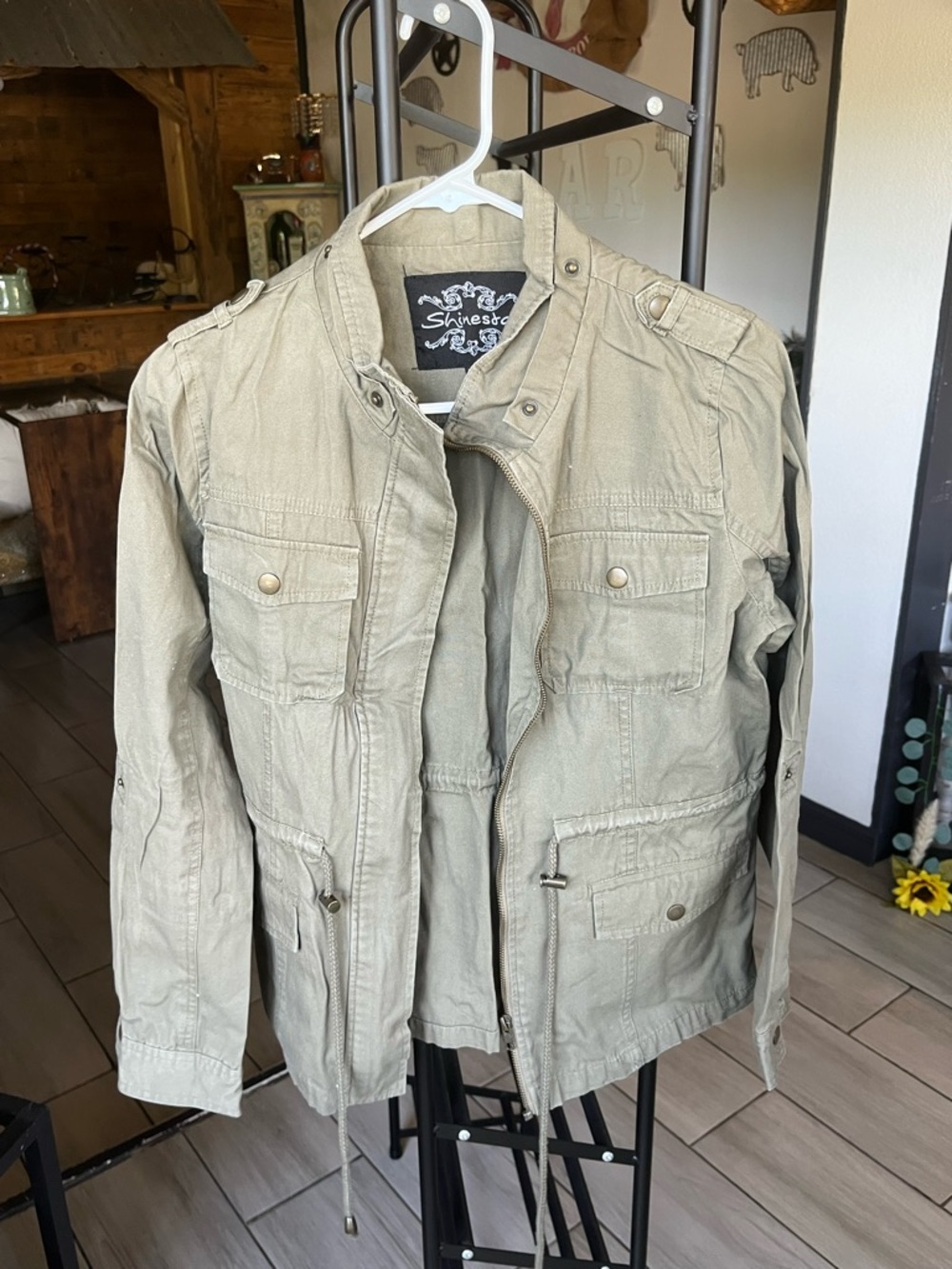 Shinestar Men's Military Field Jacket in Khaki